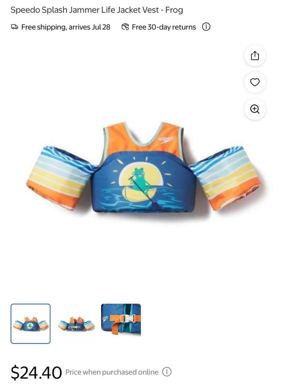 Speedo Splash Jammer Life Jacket Vest - Frog